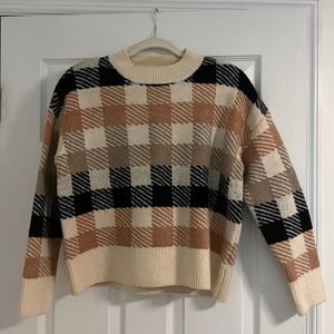 Neutral Checkered Sweater